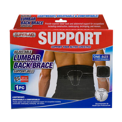 super- aid adjustable lumbar back support- black -- 12 per case