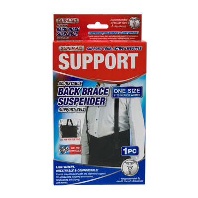 super- aid adjustable back support- black -- 12 per case