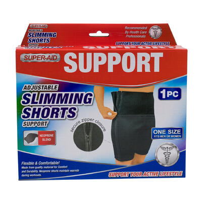 super- aid adjustable slimming shorts support- black -- 12 per case