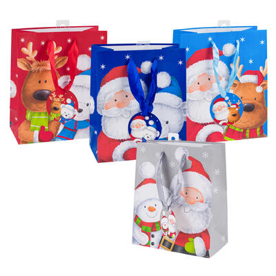 friends of santa gift bag- medium- 4 assortments -- 48 per case