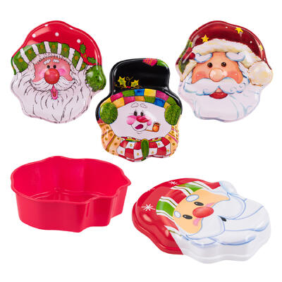 christmas santa snowman container- 8 - as is -- 36 per case