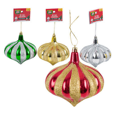 christmas onion shaped ball ornament- 4.7 -- 36 per case