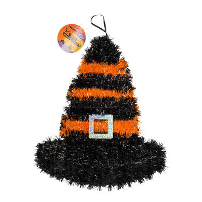 halloween tinsel witch hat decor- 10.6 lx12.2 h -- 24 per case