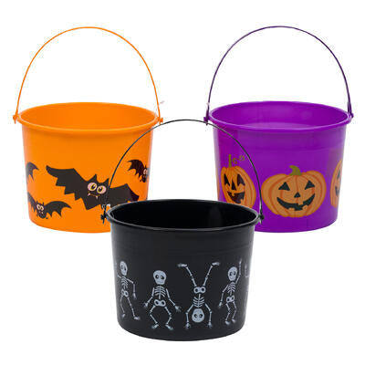 halloween pumpkin bat bucket- 6 - 3 assortments -- 24 per case