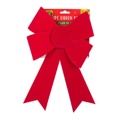 christmas ribbon bow- 11.8 - red -- 24 per case