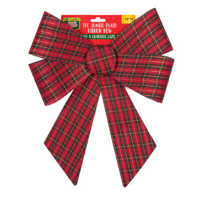 christmas ribbon bow- 14 h red -- 12 per case