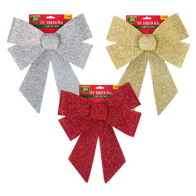 christmas bow decor- 14 - 3 assorted colors -- 12 per case