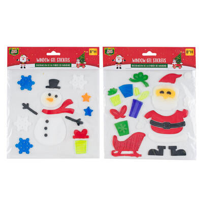 christmas santa stickers decor- 8 - 2 assortments -- 48 per case