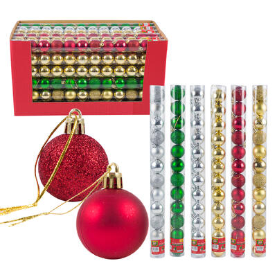 christmas 12pc ball ornament- 1.5 - assorted -- 36 per case