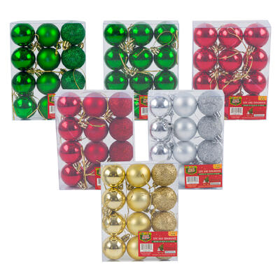 christmas 12pc shiny matte glitter ball ornament -- 36 per case