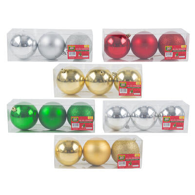 christmas 3pc shiny matte glitter ball ornament -- 36 per case