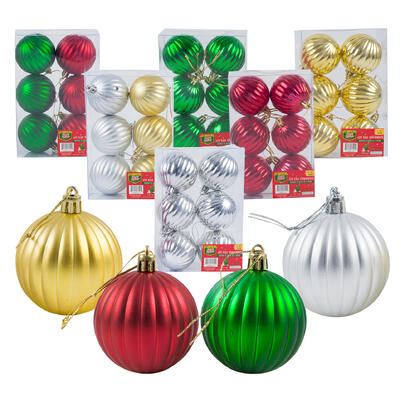 christmas shiny 6pc pumpkin ball ornament- 2.3 -- 36 per case