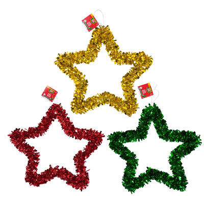 christmas stars decor- 13.7 h- 3 assorted colors -- 24 per case