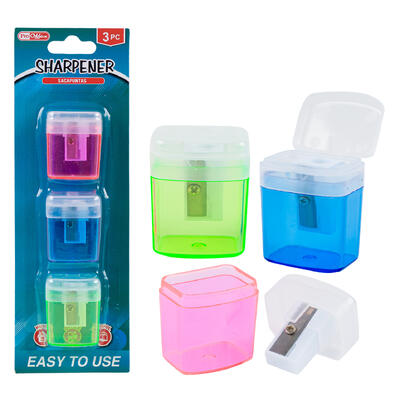 proffice 3pc pencil sharpener set- assorted colors -- 72 per case