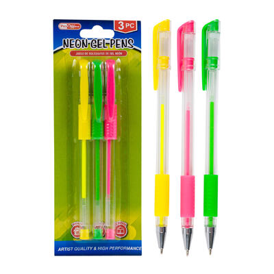 proffice 3pc neon gel pen set- 8 - 3 assorted colo -- 48 per case