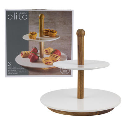 gibson elite 2 tier serving stand w wood stand -- 2 per case