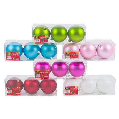 christmas 3pc ball ornament- 6 assorted colors -- 36 per case