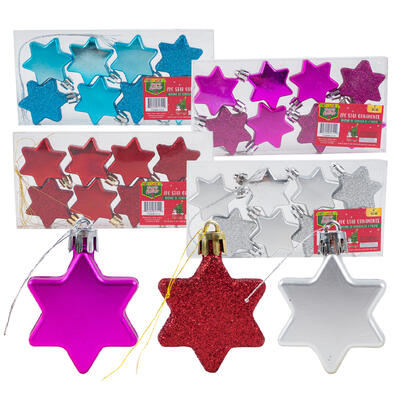 christmas 8pc shiny star ornament- 2 - 4 assorted -- 36 per case