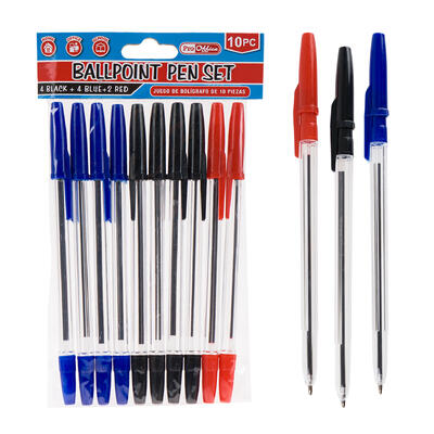 proffice 10pc ballpen set- 3 ink colors -- 72 per case