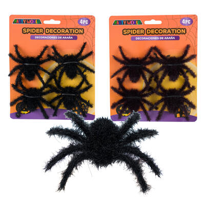 halloween 4pc spiders decor -- 48 per case