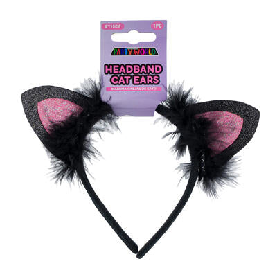 cat ears headband w fur -- 36 per case