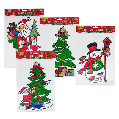 christmas santa sticker decor- 11.8 - 4 assortment -- 48 per case