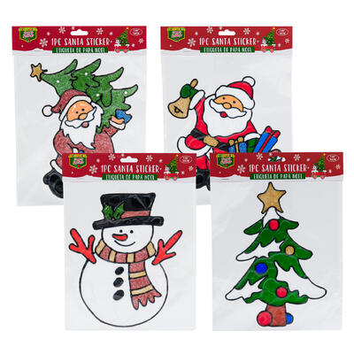 christmas santa sticker decor- 7.08 - 4 assortment -- 48 per case