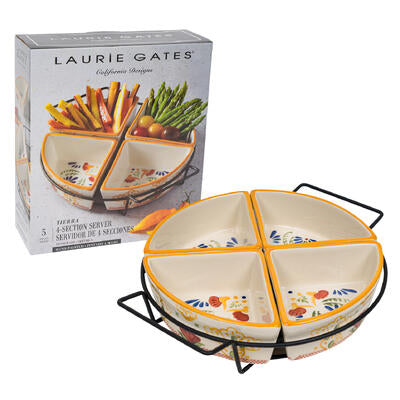 5pc 4 section serving dish w metal rack -- 1 per case