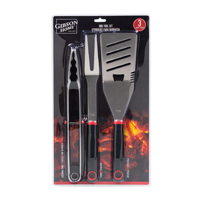 gibson 3pc bbq tool set w handle clam huckleberry -- 6 per case