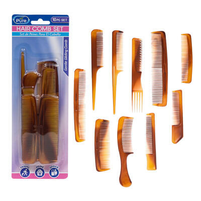 all pure 10pc hair comb set- assorted -- 48 per case