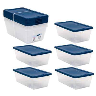 storage box 6qt 5pc clear w bl -- 6 per case