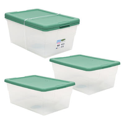 storage box 16qt 2pc clear w g -- 6 per case