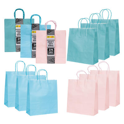 kraft gift bag 3pc lrg everyda -- 48 per case