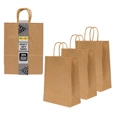 kraft gift bag 3pc med everyda -- 48 per case