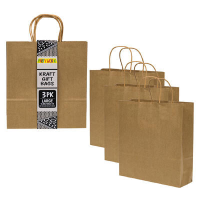 kraft gift bag 3pc lrg everyda -- 48 per case