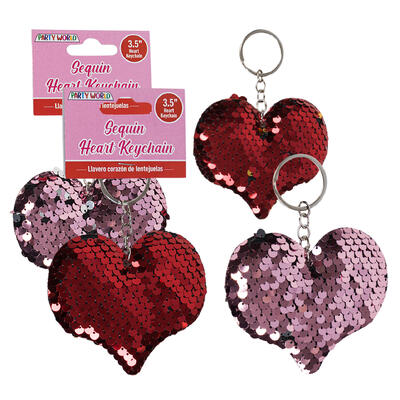 keychain 3.5 heart sequin 2ast -- 48 per case