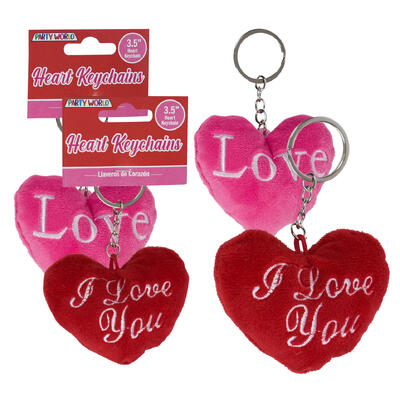 keychain 3.5 heart embr plush -- 48 per case