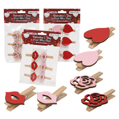 craft mini clip 6pc 2 heart fl -- 48 per case