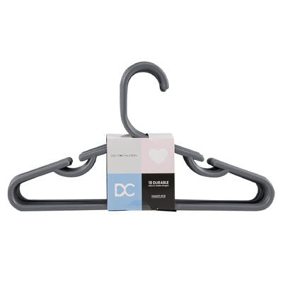 hangers 18pk kids plstc gray -- 24 per case