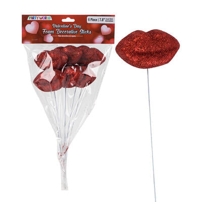 decor 6pc 7.8 heart stick glit -- 48 per case