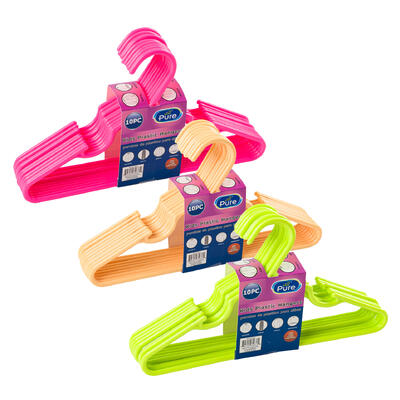 hangers 10pckids 3assorted clrs -- 36 per case