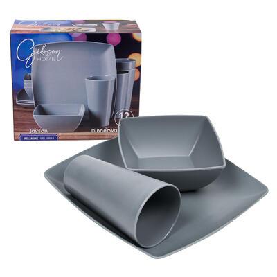 dinnerware 12pccharcoal sqr ma -- 2 per case