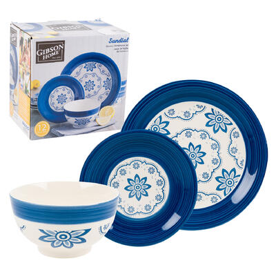 dinnerware 12pcblue h-pntd rd -- 2 per case