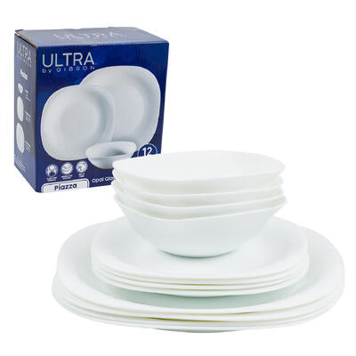 dinnerware set 12pcsqr whte -- 4 per case