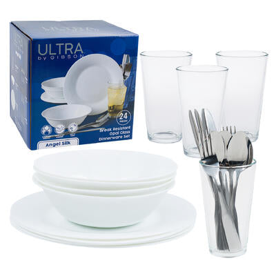 dinnerware combo set 24pcwhite -- 2 per case