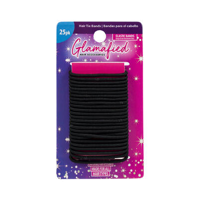 hair ties 25pc black -- 48 per case