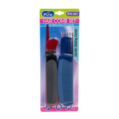 hair comb set 8pc plastic -- 48 per case