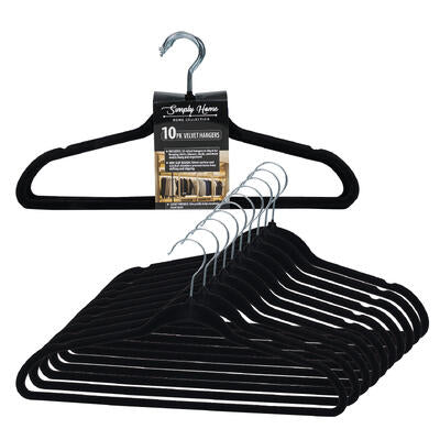 hangers 10pk 18 velvet black -- 12 per case