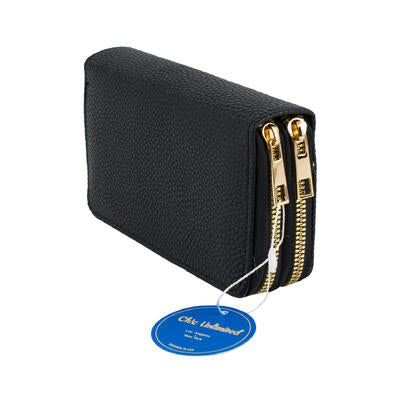 wallet dbl zip med black -- 10 per box