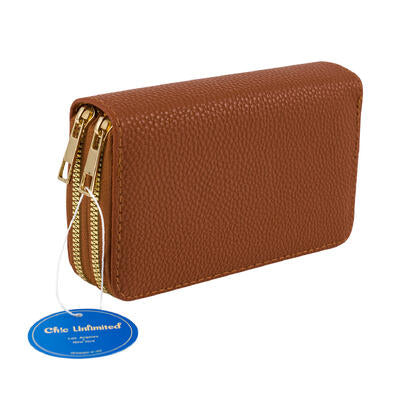 wallet dbl zip med cognac -- 10 per box